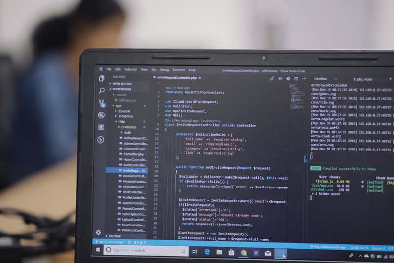 Programming Code on Laptop Computer Screen