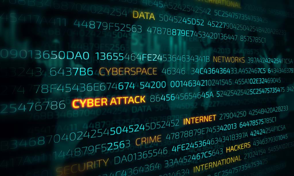 Hash characters and the words 'Cyberattack', 'Cyberspace', 'Data