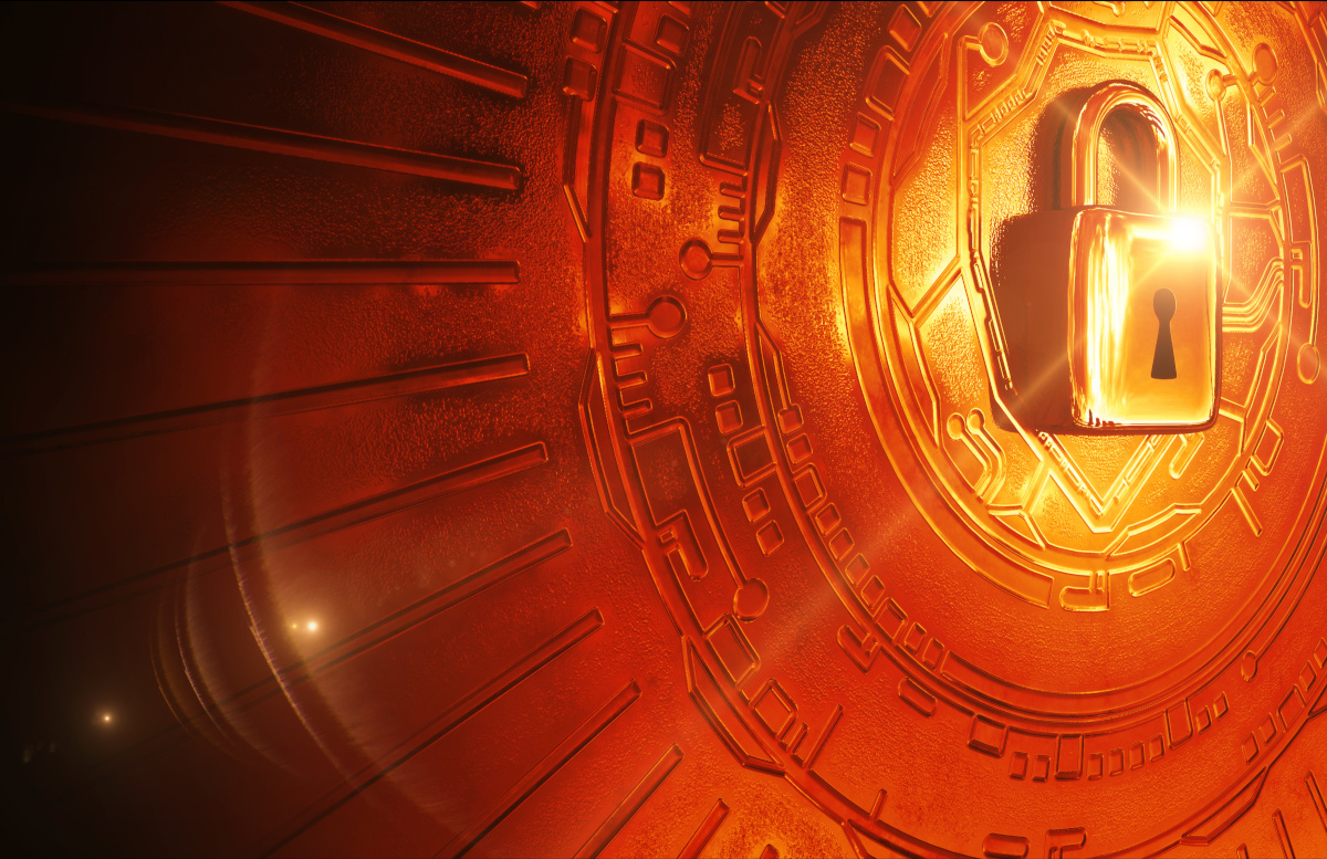 An orange lock on an orange background